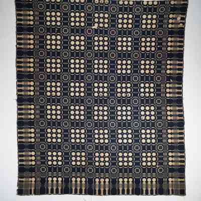 Geometric coverlet; doublecloth