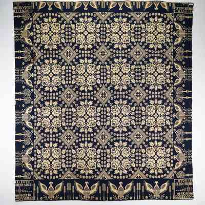 New York coverlet woven in Scipio for Ruth Bradley, doubleweave, 1830