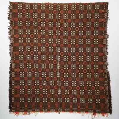 Geometric coverlet; block twill