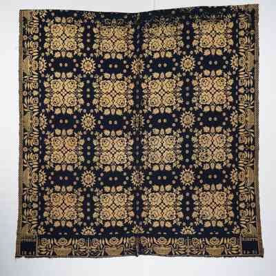 Ohio coverlet; tied half doublecloth; 1841