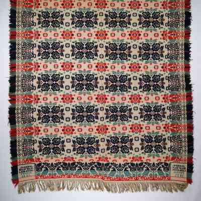 Pennsylvania coverlet; tied half doublecloth; Joseph Snavely 1835