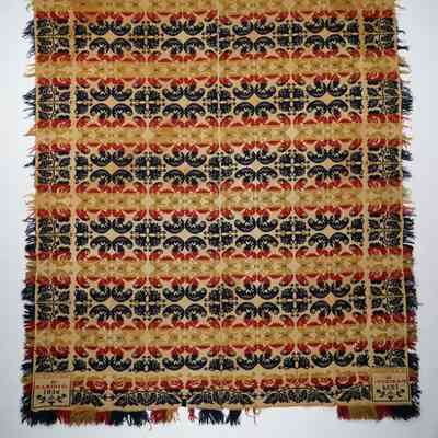 Pennsylvania coverlet; tied half doublecloth; George Renner & Peter Leidig 1836