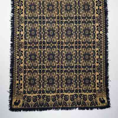 Ohio coverlet; tied half doublecloth; 1856