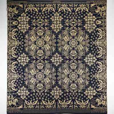 New York coverlet, by James Cunningham for Deborah Hallen and Deborah Ralton, 1847, doubleweave