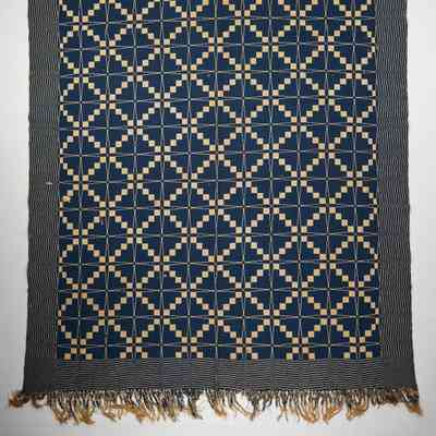 Geometric coverlet; doublecloth