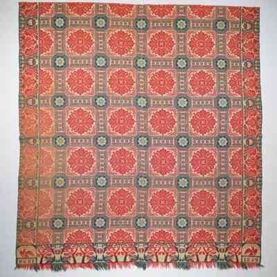 Indiana coverlet; doublecloth; Matthew Rattray 1859