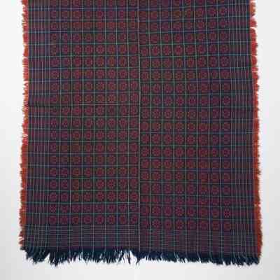 Geometric coverlet; block twill
