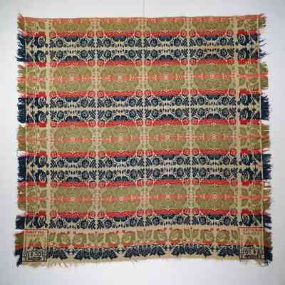 Pennsylvania coverlet; tied half doublecloth; H. R. Williams 1850