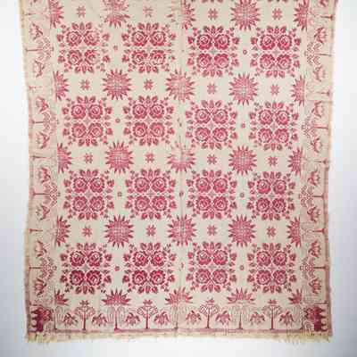 New York coverlet by Harry Tyler, 1841, tied beiderwand