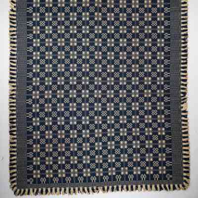 Geometric coverlet; doublecloth