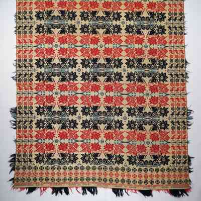 Pennsylvania coverlet; tied half doublecloth; John Smith 1839