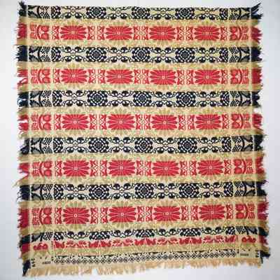 Ohio coverlet; tied half doublecloth; 1849