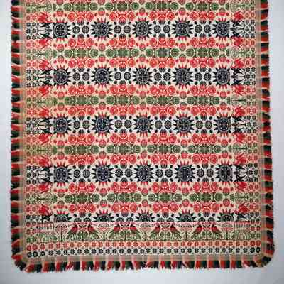 Pennsylvania coverlet; tied half doublecloth; John Kaufman 1842