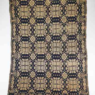 New York coverlet by Josiah Sherman for E.A. Swain, tied beiderwand, 1838