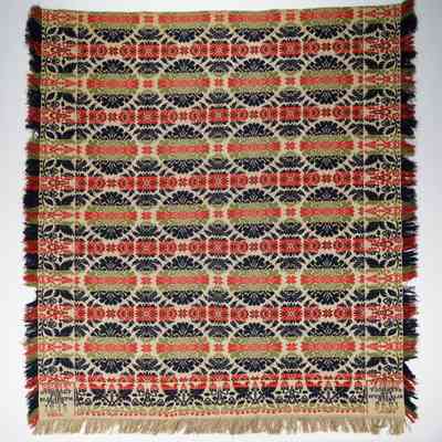 Pennsylvania coverlet by Henry Overholt for Elisabeth Frick 1846, tied beiderwand
