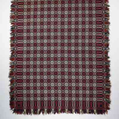 Geometric coverlet; doublecloth
