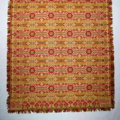Pennsylvania coverlet; tied half doublecloth; Solomon Hausman 1846