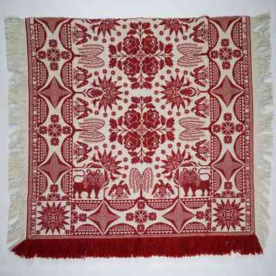 Vermont crib coverlet; tied half doublecloth; Justin Squizzero 2020