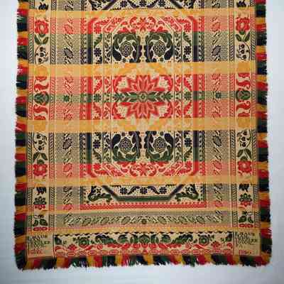 Pennsylvania coverlet; half doublecloth; Ephraim Hausman 1850