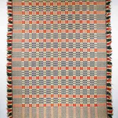 Geometric coverlet, star point twill, embroidered SGM