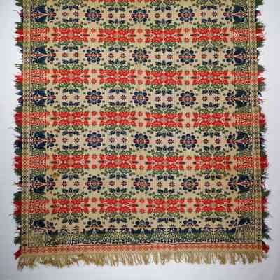 Pennsylvania coverlet; tied half doublecloth; William Lowmiller 1835