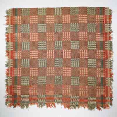 Geometric coverlet; doublecloth
