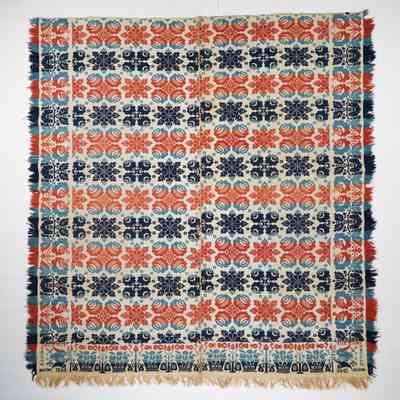 Ohio coverlet; tied half doublecloth; Jacob Saylor 1846