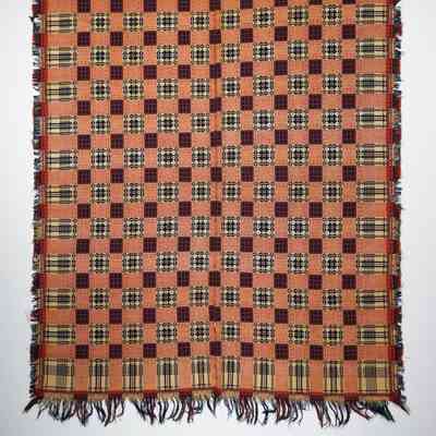 Geometric coverlet; doublecloth