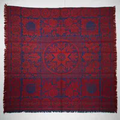 Pennsylvania coverlet; tied half doublecloth; Umbros Miller