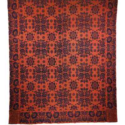 Illinois coverlet by Philip Seewald, 1846, tied beiderwand