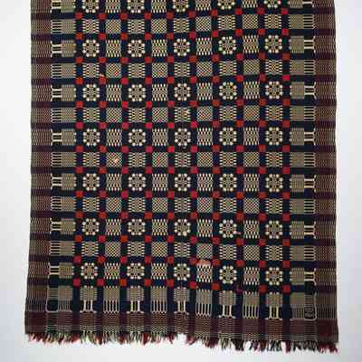Geometric coverlet; doublecloth