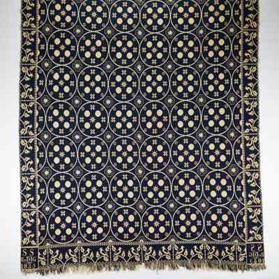 Indiana coverlet by David Isaac Grave for S. S., 1835, doubleweave