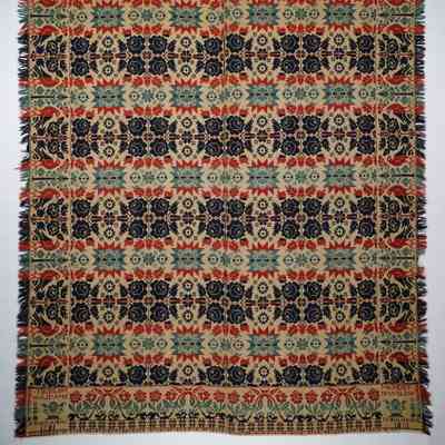 Indana Coverlet; tied half doublecloth; Hugh Wilson 1851