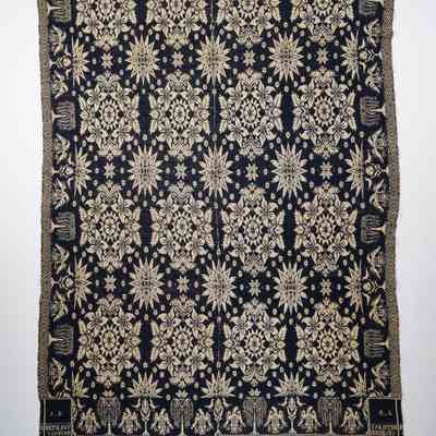 New York coverlet; tied half doublecloth; 1839