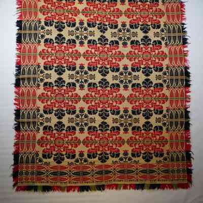 Pennsylvania coverlet; tied half doublecloth; John Brosey 1848