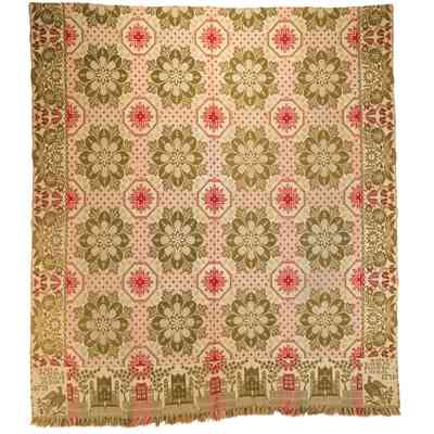 Kansas coverlet by Henry Adolf, 1876, doubleweave