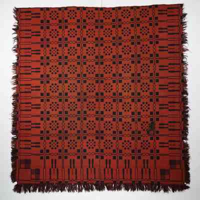 Geometric coverlet; doublecloth
