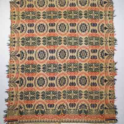 Indiana coverlet; tied half doublecloth; Heffner 1856
