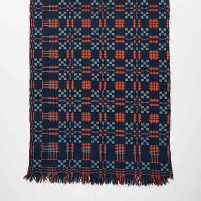 Geometric coverlet; doublecloth
