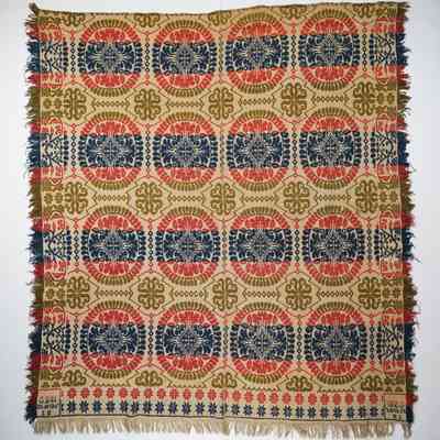 Ohio coverlet;tied half doublecloth; J. Davis 1852