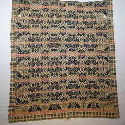 Pennsylvania coverlet; tied half doublecloth; Benjamin Ely 1836