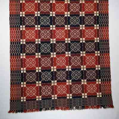 Geometric coverlet; doublecloth