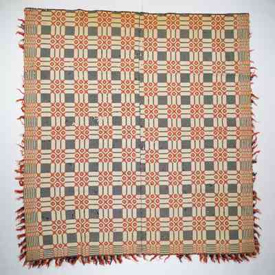 Geometric coverlet; doublecloth