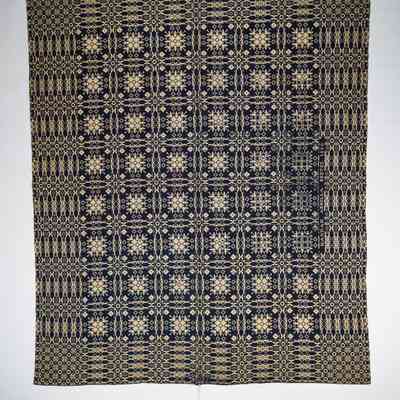 Geometric coverlet; doublecloth; 1830