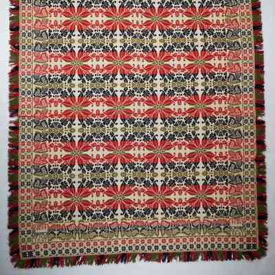 Pennsylvania coverlet; tied half doublecloth; John Kaufman 1847