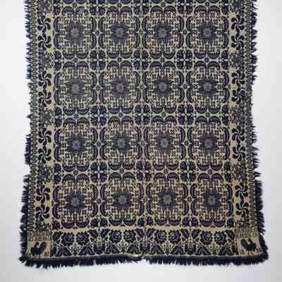Ohio coverlet; tied half doublecloth; 1858