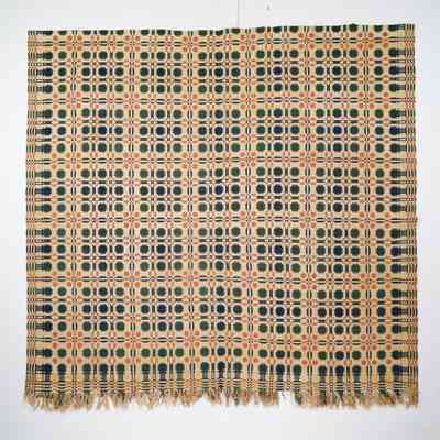 Geometric coverlet; doublecloth