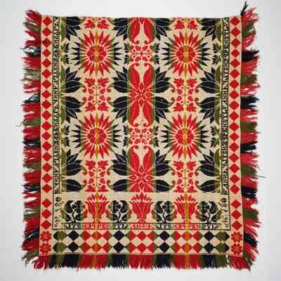 Pennsylvania crib coverlet; tied half doublecloth