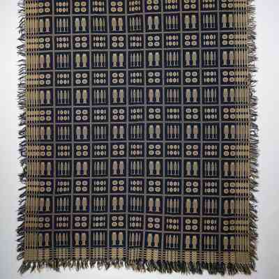 Geometric coverlet; doublecloth