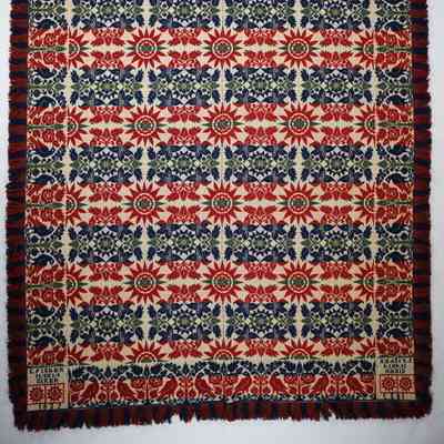 Pennsylvania coverlet; tied half doublecloth; Samuel Fischer 1837